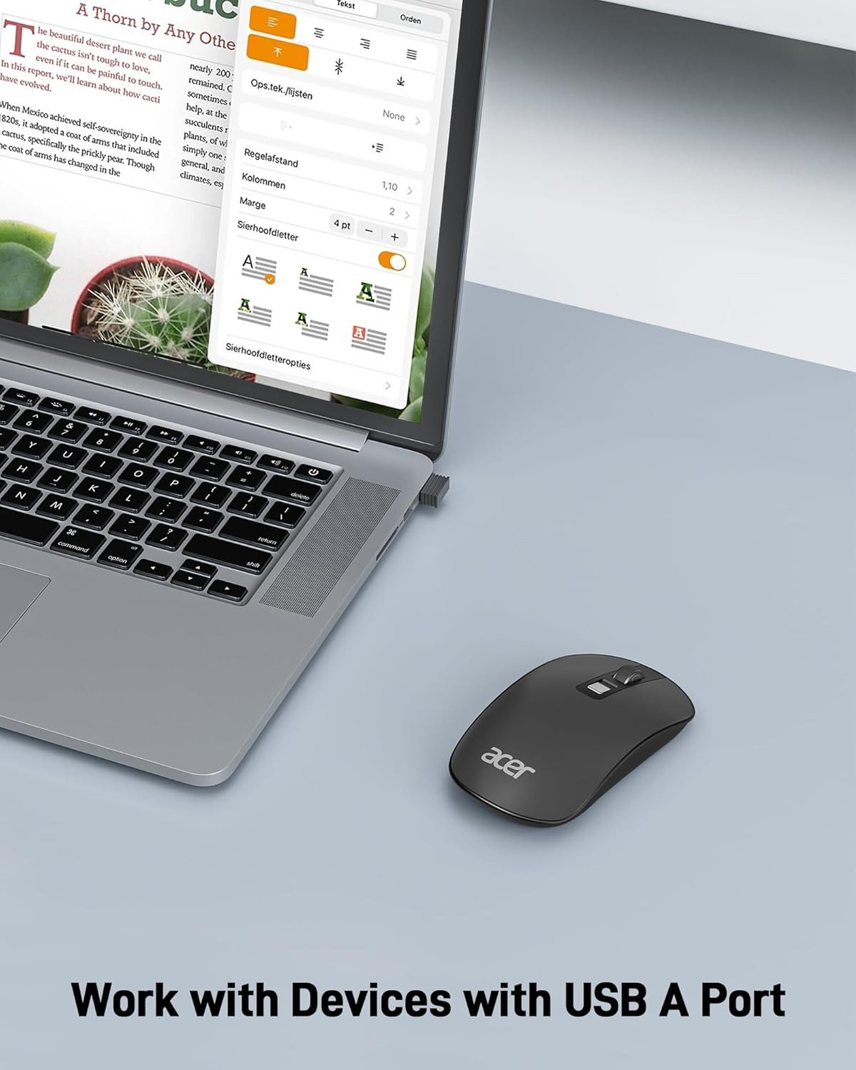 Acer Computer Mouse Wireless, 2.4G Slim USB Wireless Mice with USB Receiver, Sma