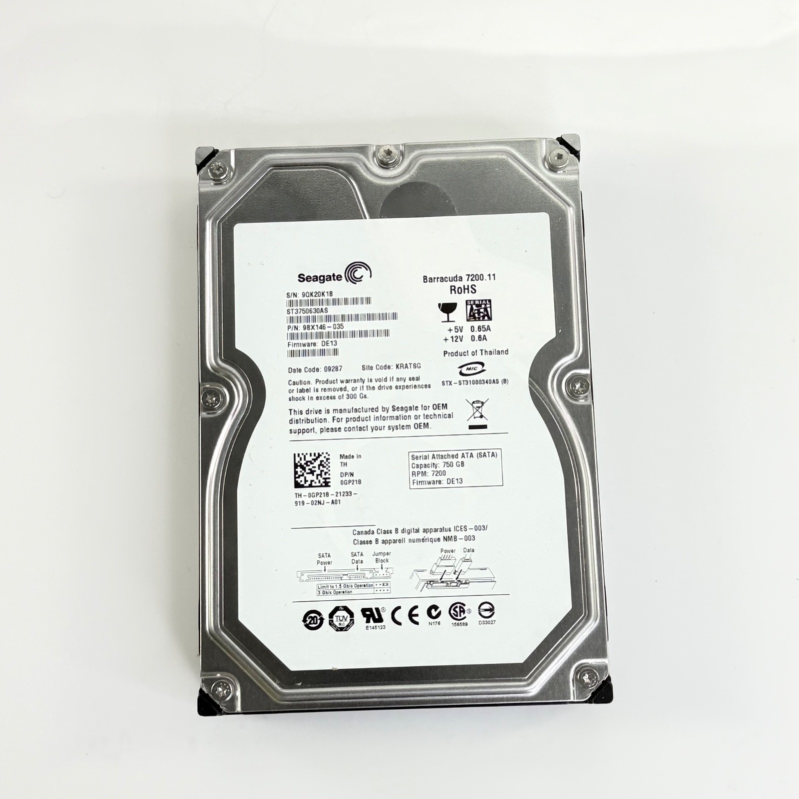 Seagate Barracuda 7200.11 750GB 7200 RPM 3.5″ SATA II Hard Drive ST3750630AS
