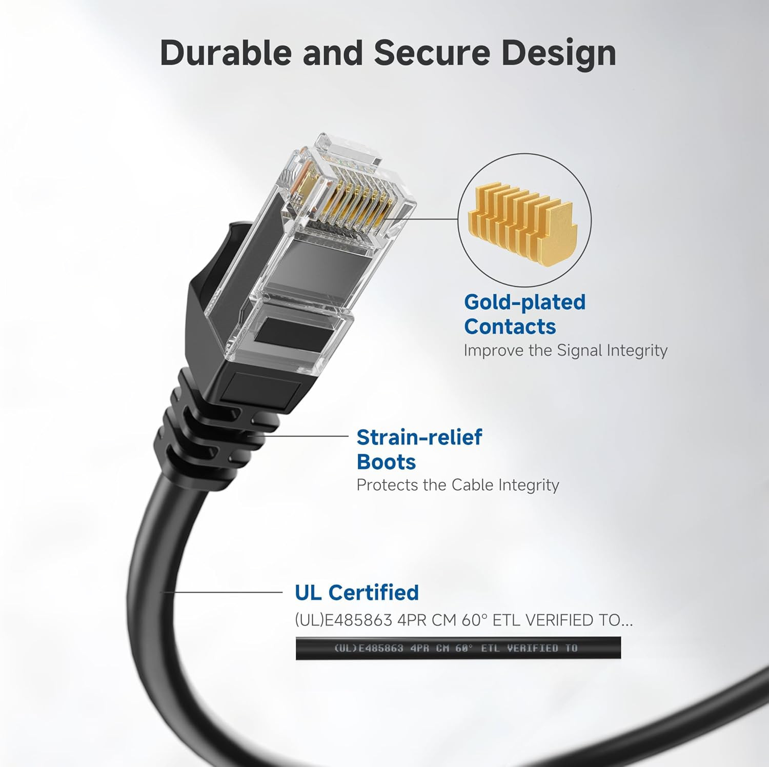 Cable Matters 10Gbps Snagless Cat 6 Ethernet Cable – 25Ft, Cat 6 Cable, Cat6 Cor