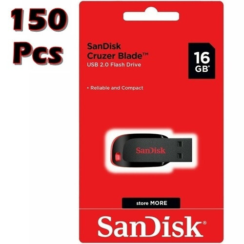 150pcs SanDisk Cruzer Blade 16GB USB 2.0 Flash Drive Memory Stick Pen SCDZ50 16G