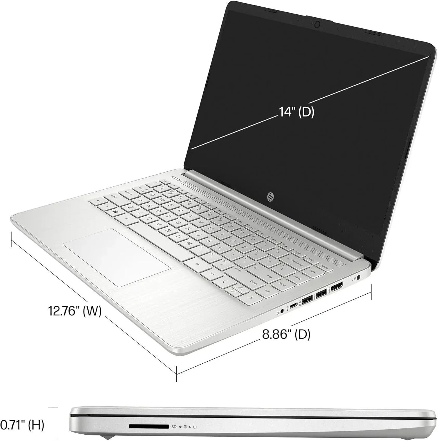 HP 14″ Laptop – Intel Processor N4120 4GB Memory 64GB eMMC Storage Windows 11