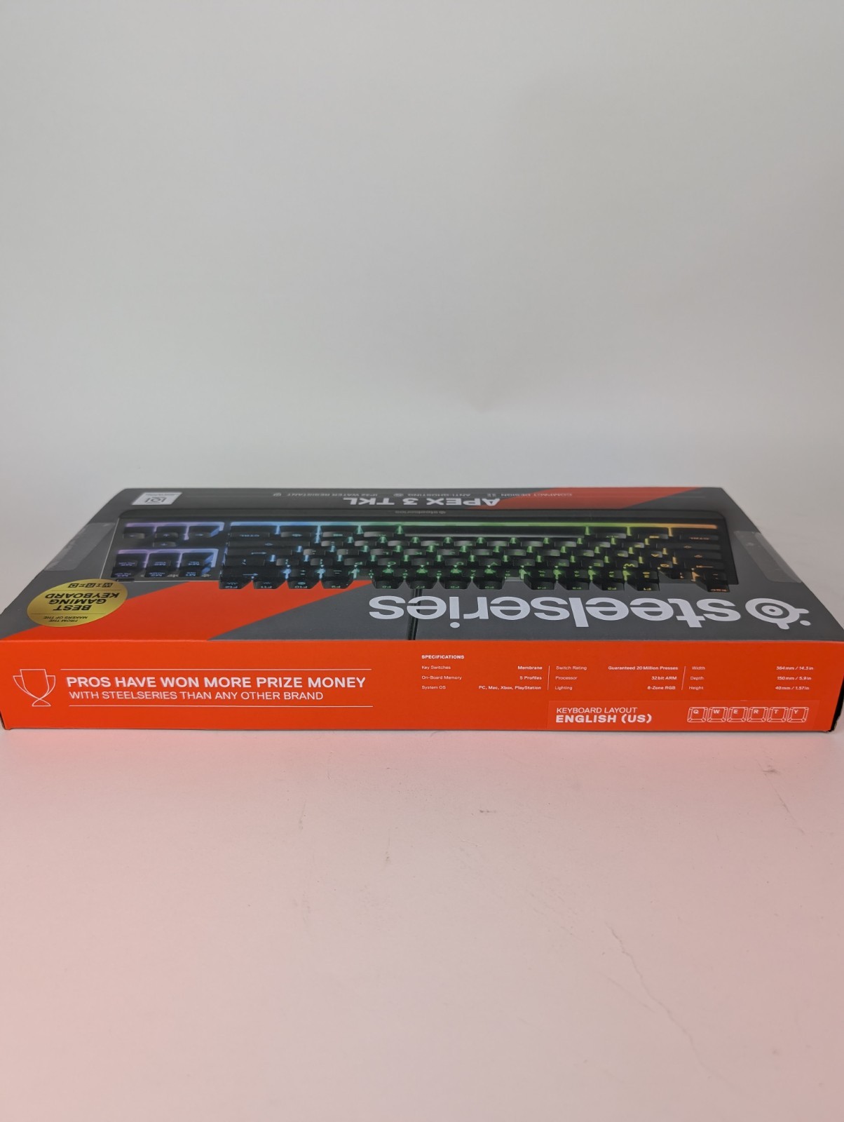SteelSeries Apex 3 TKL RGB Gaming Keyboard Water & Dust Resistant USB-A