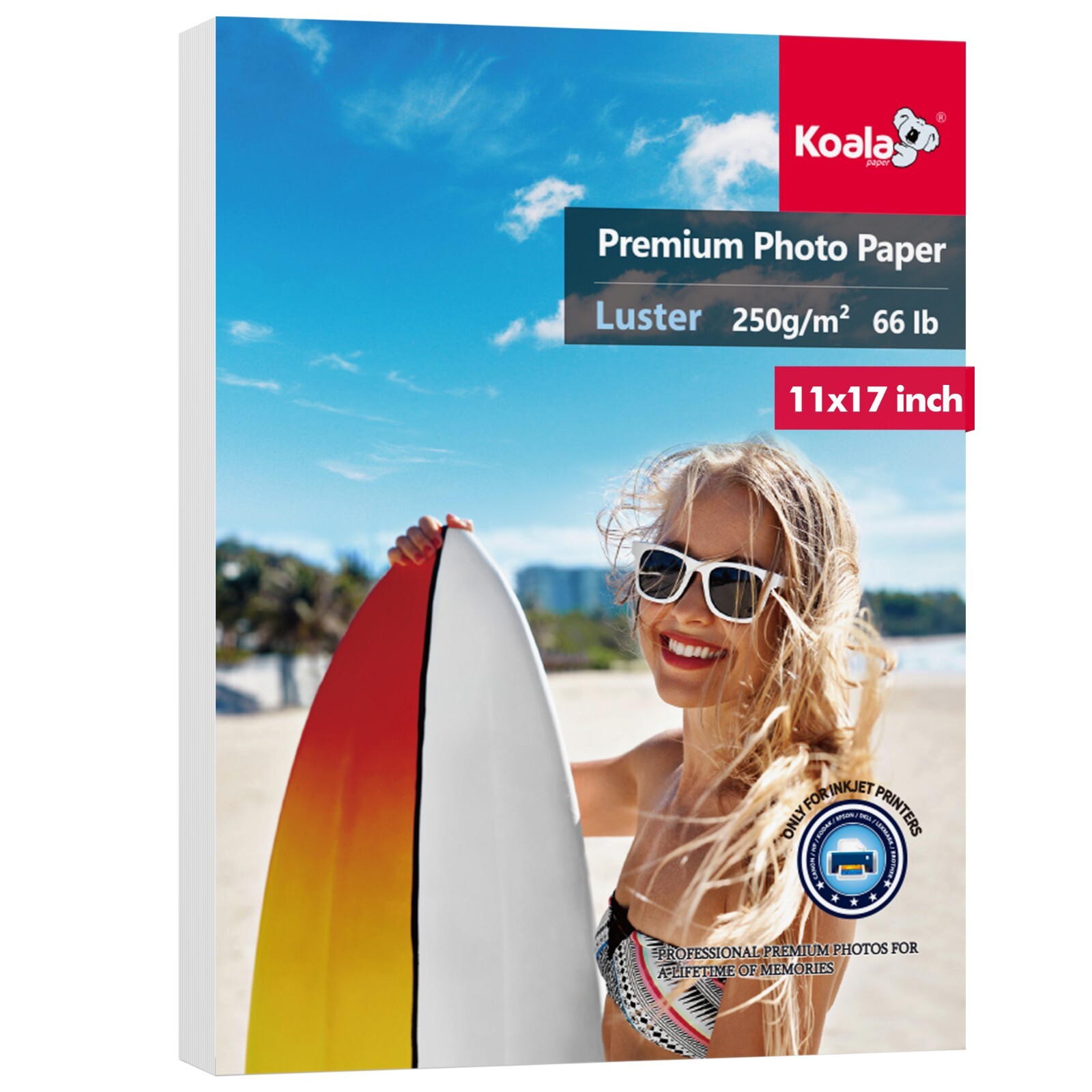 Koala Premium Luster Photo Paper 11×17 66lb Inkjet Printer 50 Sheets 250gsm