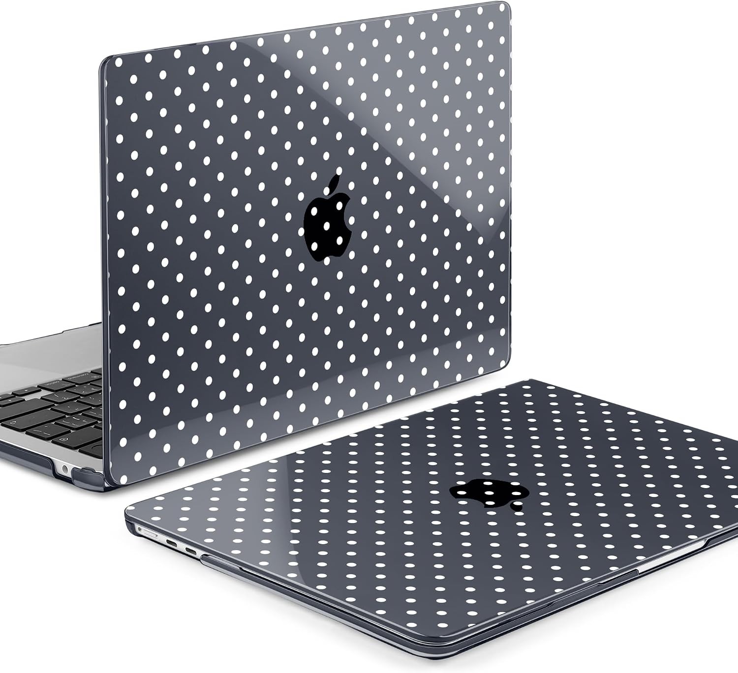 for M5/M4/M3/M2 MacBook Air 15 inch Case 2026 2025 2024 2023, White Polka Dot