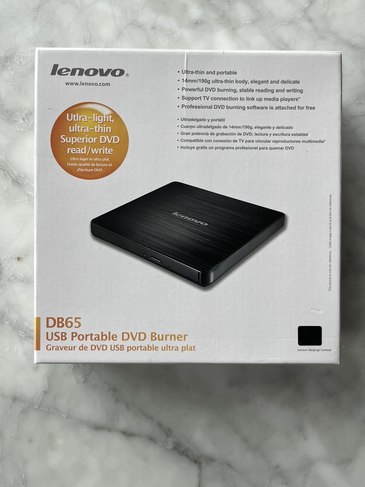 Lenovo USB Portable DVD Burner DB65 Ultra Light Thin Black