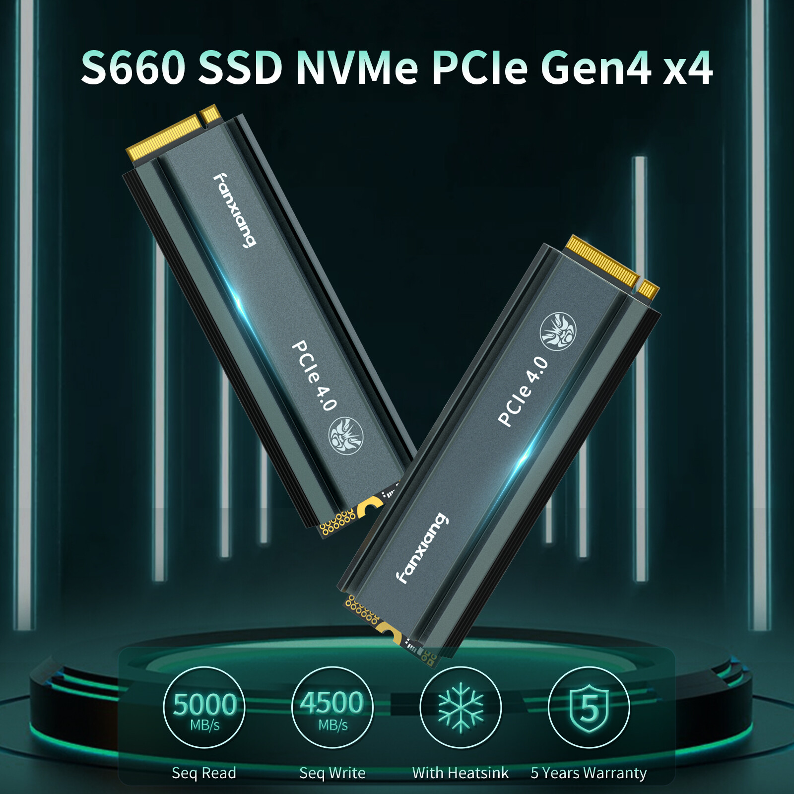 fanxiang S660 M.2 2280 2TB NVMe PCIe 4.0 Gen 4×4 Internal SSD For PS5 4800MB/S