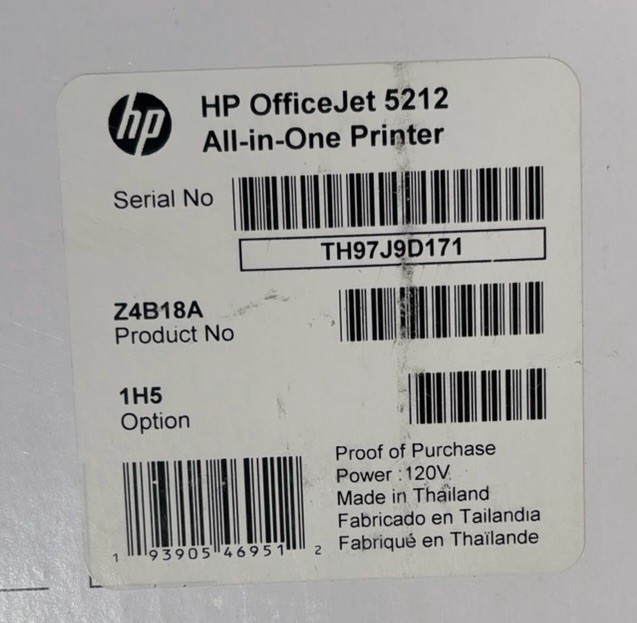NEW HP Officejet 5212 All-In-One Inkjet Printer, Scan & Fax