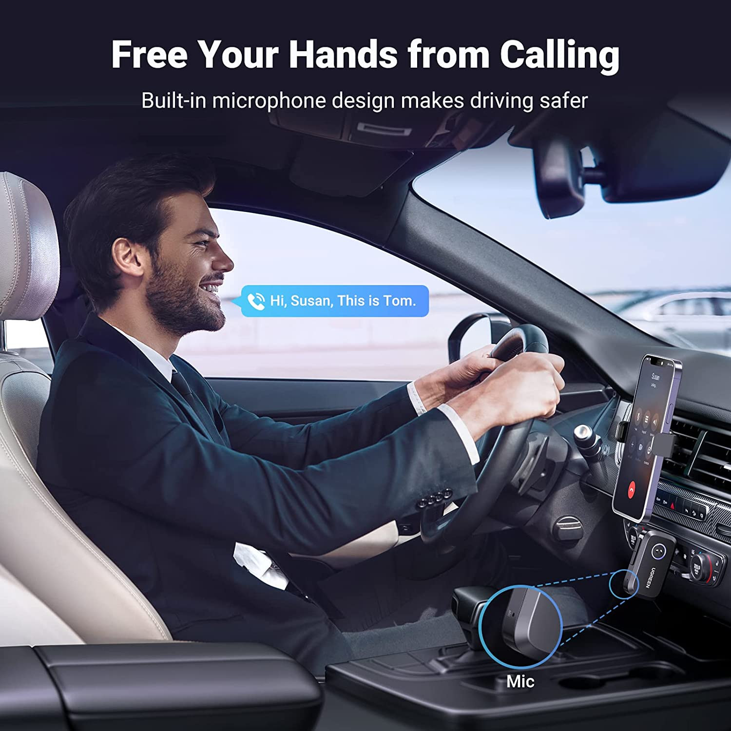 Bluetooth 5.4 Car Adapter, Hands-Free Call & Noise Cancelling AUX to Bluetooth A