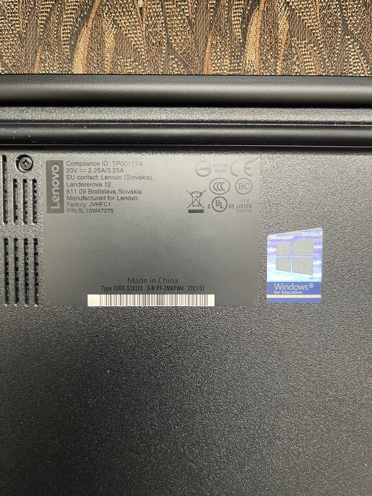 Lenovo ThinkPad E15 15.6″ i5-10210U 8GB RAM 256GB SSD Win11 Pro Edu
