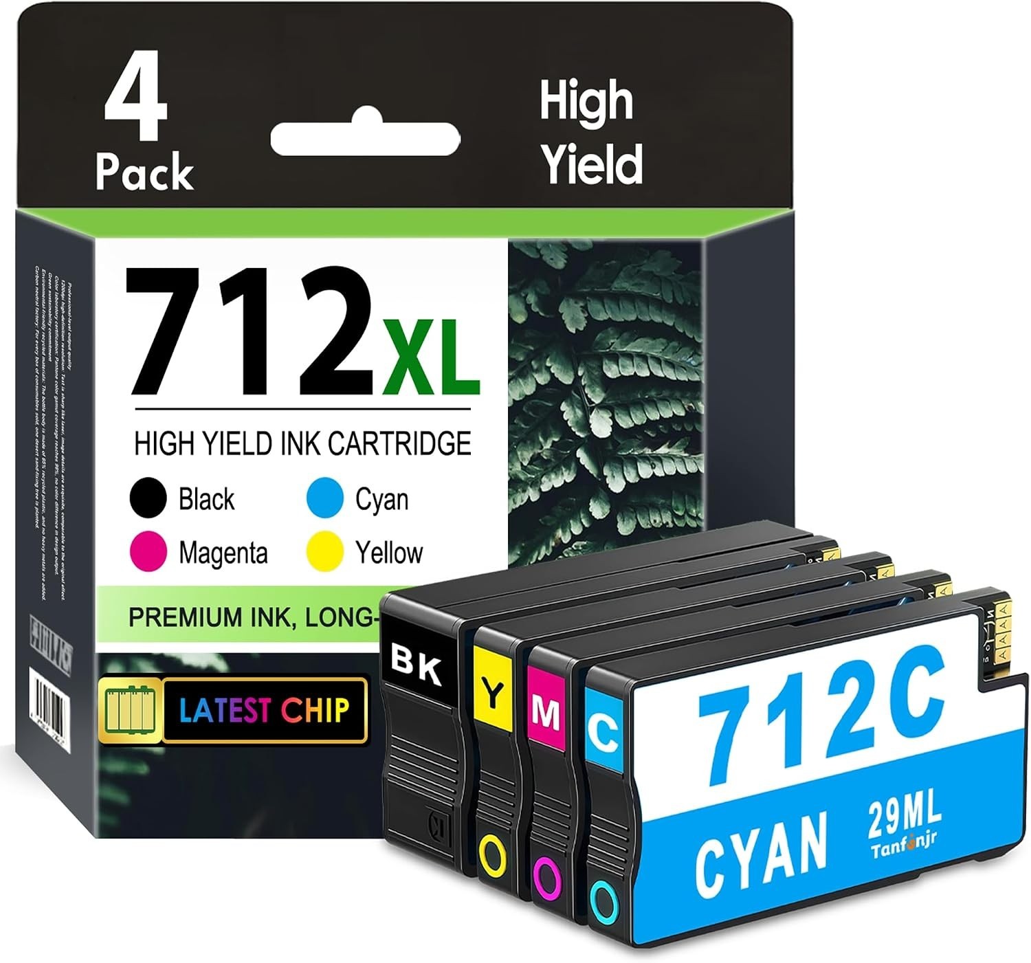 712XL Ink Cartridge 4 Pack for HP DesignJet T210 T230 T250 T650