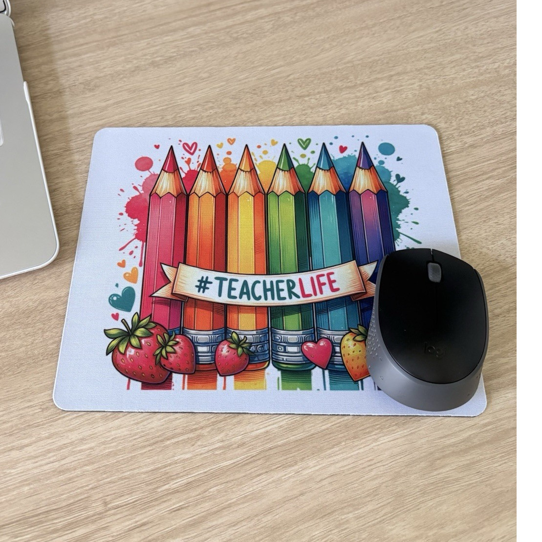 TeacherLife Multicolor Patterned Color Pencil Design Mouse Pad