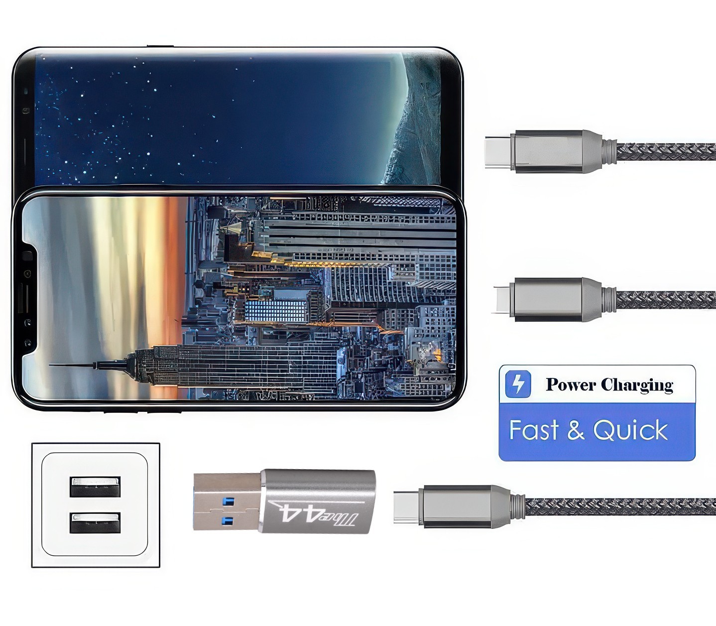 USB Type C Female To USB 3.0 A Male Adapter, Charge and Data Adaptor – 3 pk