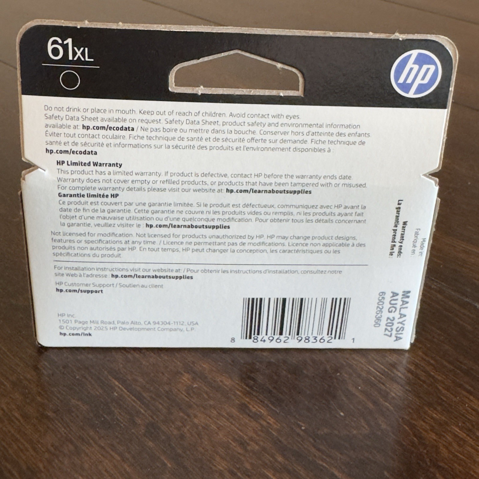 Genuine HP 61XL Black High Yield Ink Cartridge CH563WN New Sealed OEM Exp 2027