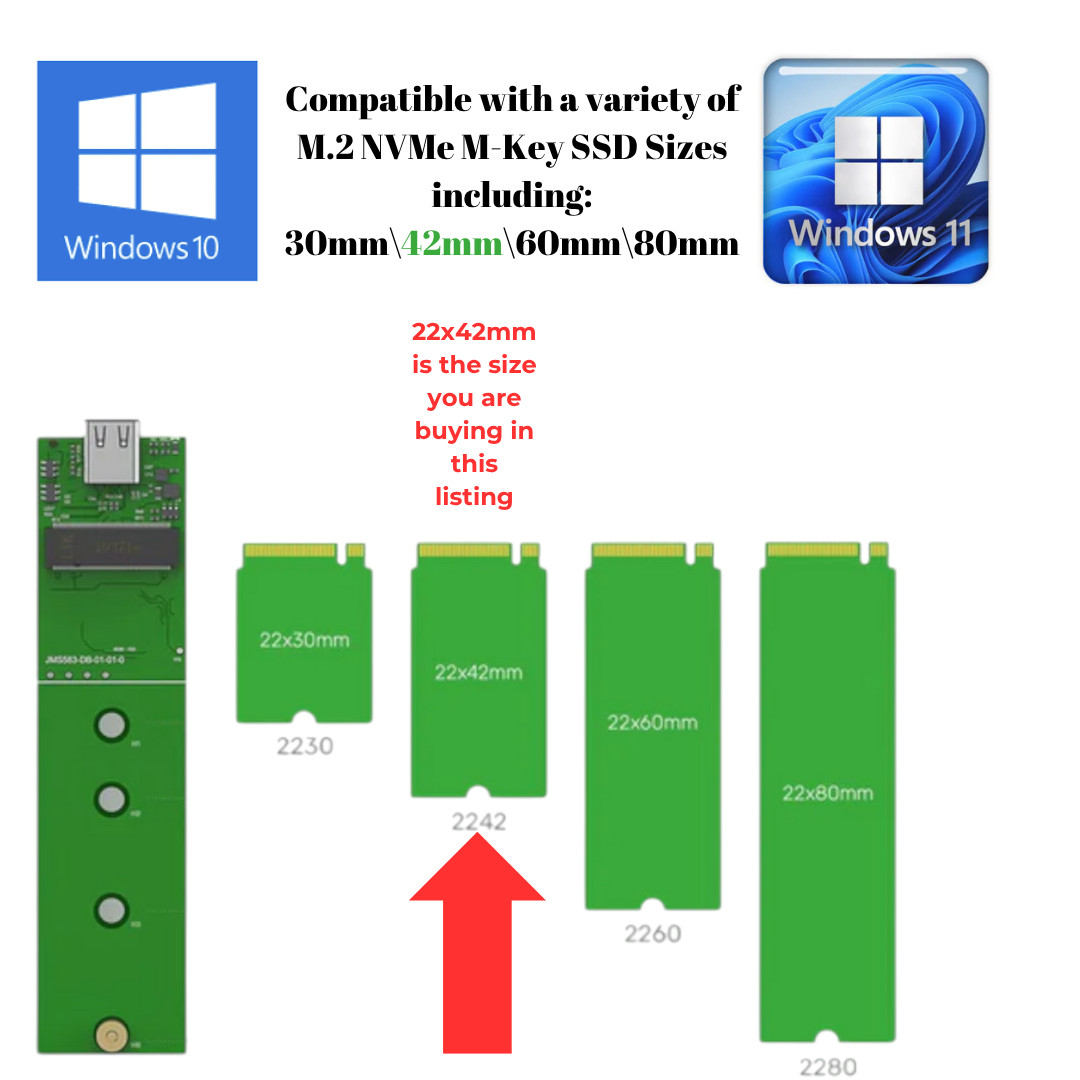 M.2 SSD 16GB NVME with Windows 11 or 10 UEFI 64 Installed 2242 PRO