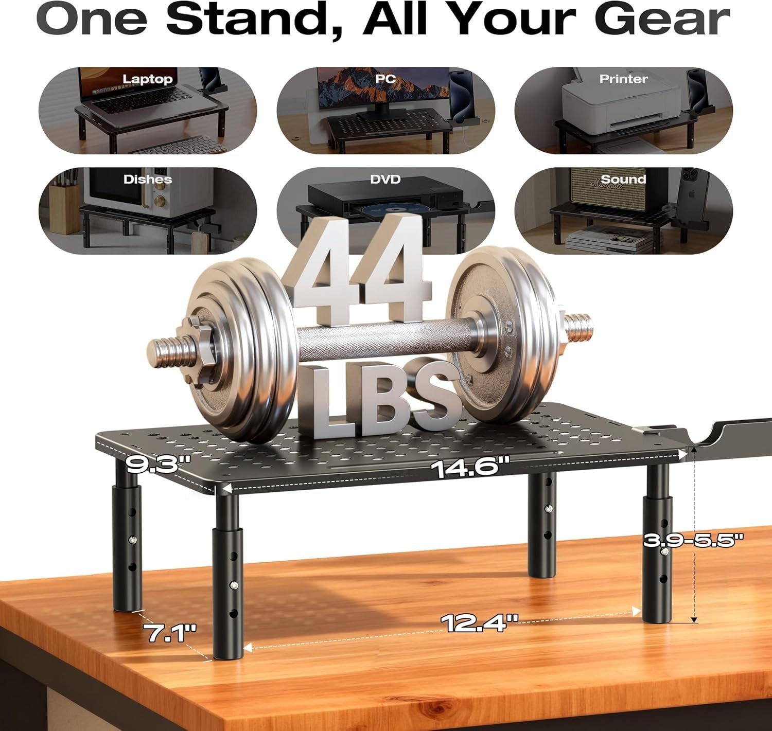 Computer Monitor Stand Riser for Desk 3 Height Adjustable Pc Laptop Tv Desktop