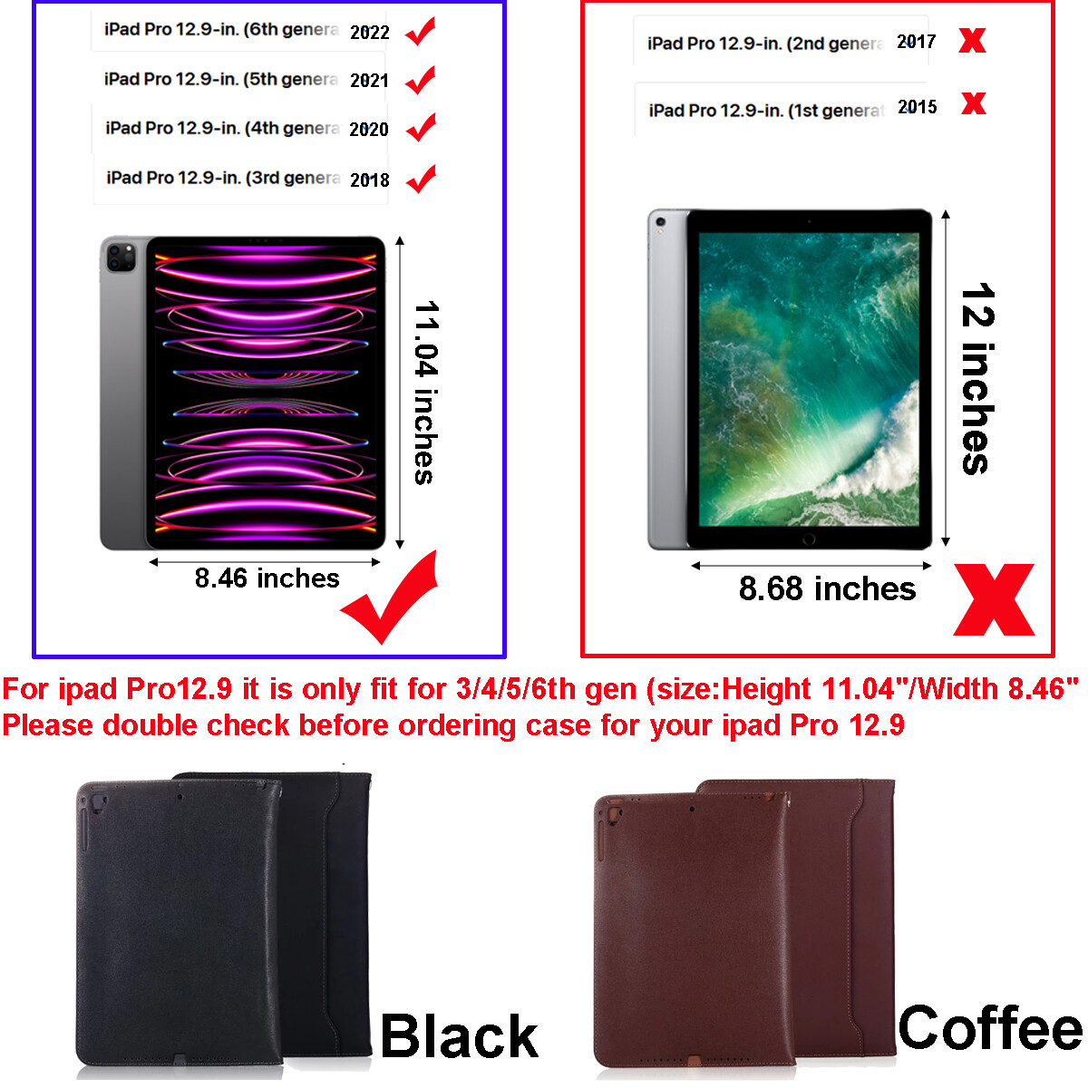 Leather Stand Case Cover Wallet for iPad Pro 9.7/iPad 5/6 air 4/5 Pro10.5/Mini 6