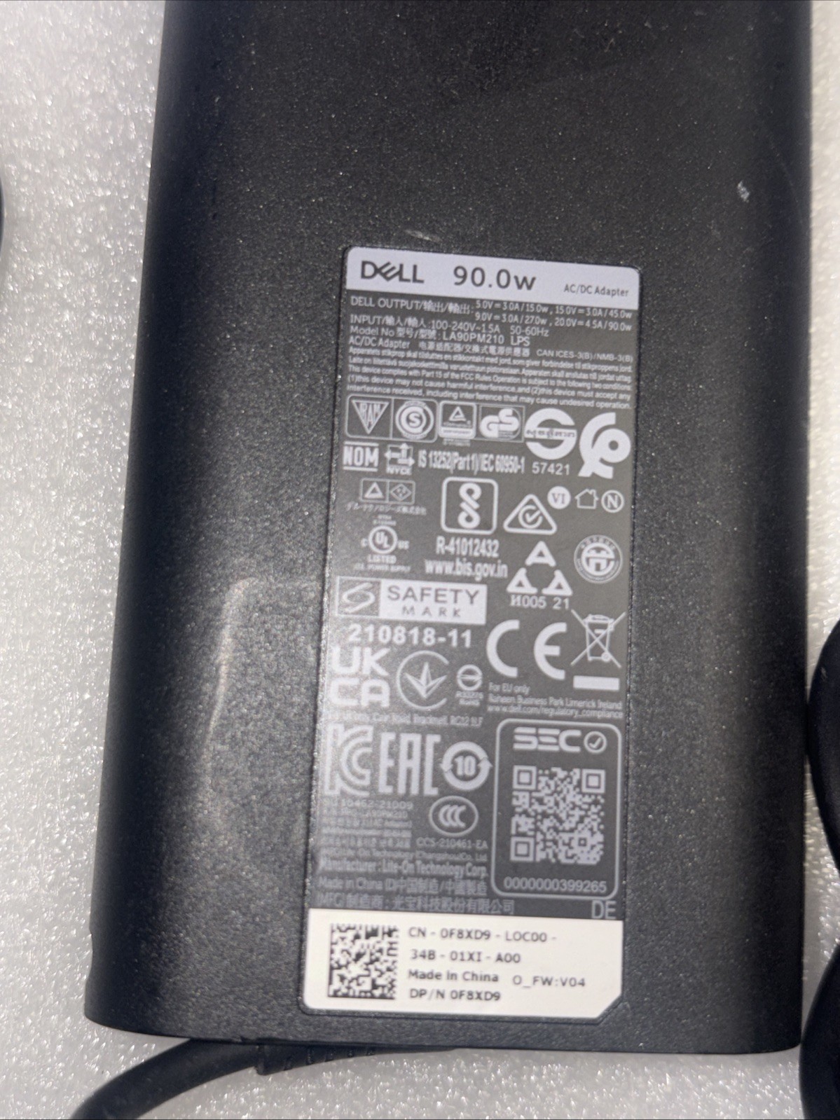 Original Dell LA90PM170 AC Power Adapter 5-20V 3-4.5A 90W Type C Laptop Charger