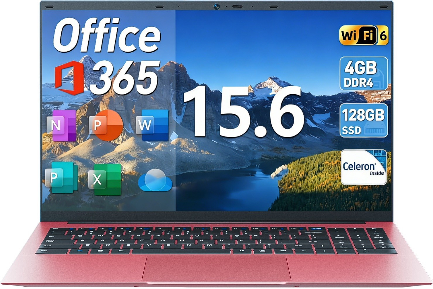 2026 SGIN 15.6″ Windows 11 Laptop, Intel Celeron N5095 4GB RAM 128GB SSD,Pink
