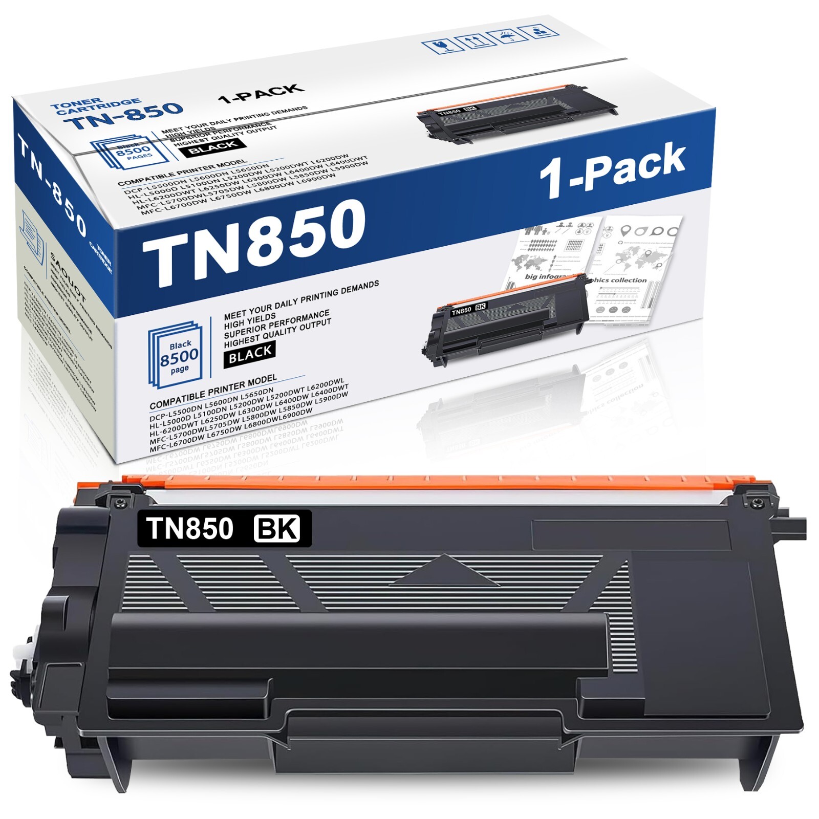 TN850 TN-850 Toner Cartridge Replacement for Brother TN820 MFC-L5900DW L5700DW