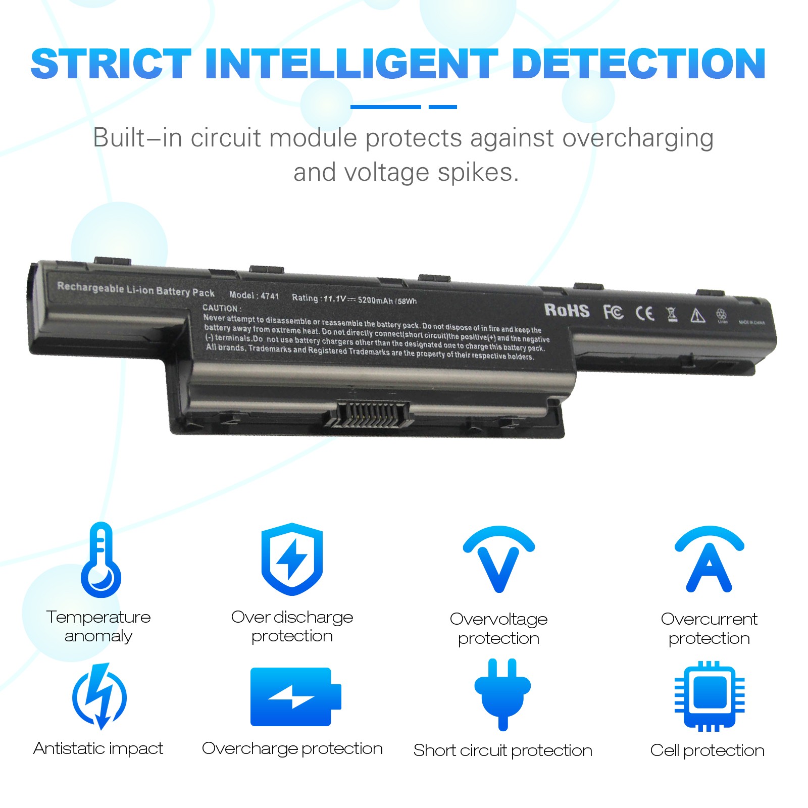 New Laptop Battery for Acer Gateway AS10D81 AS10D7E LC.BTP00.127 5200mah 6 Cell
