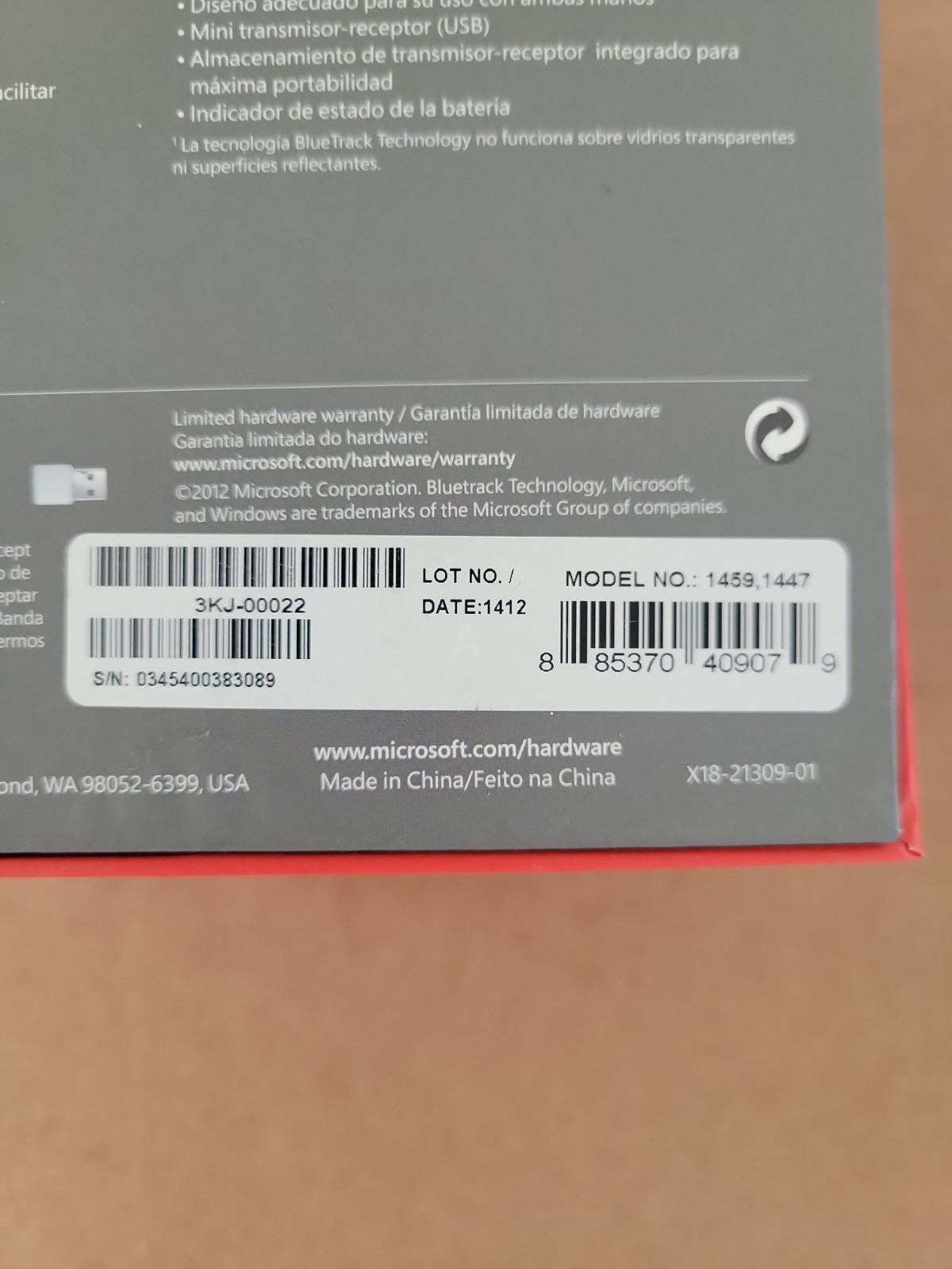 Microsoft Touch Mouse Wireless 1459 1447