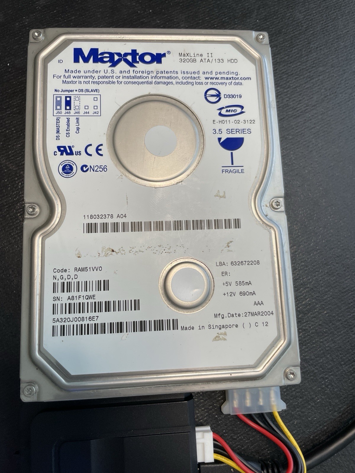 Hard Drive MAXTOR MaxLine II 320GB – Not working?