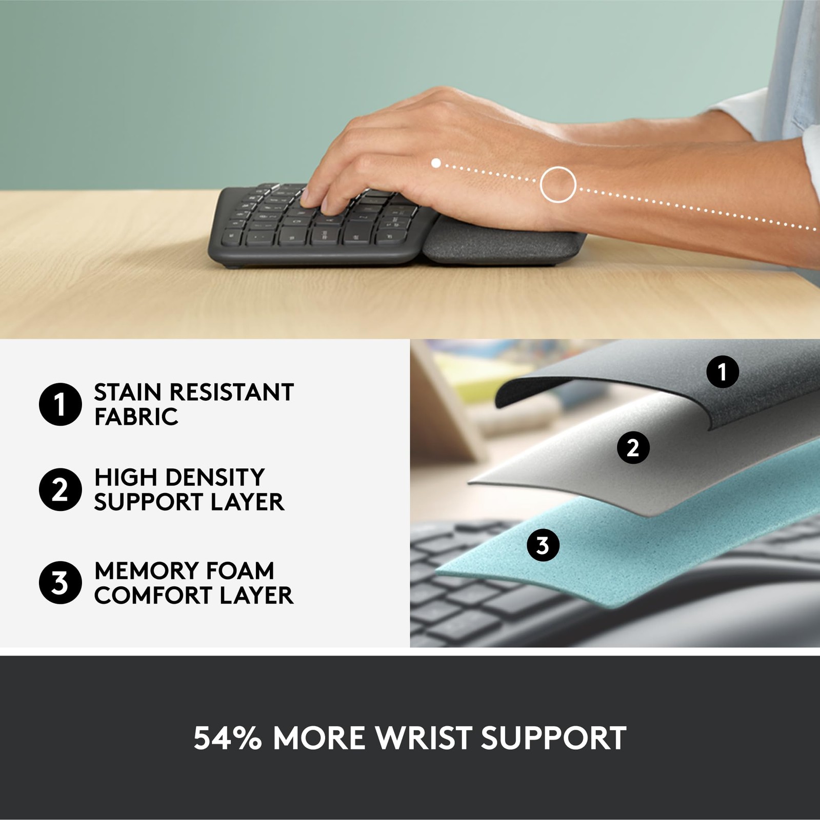 Logitech – ERGO K860 Ergonomic Wireless Keyboard for Windows and Mac with Palm