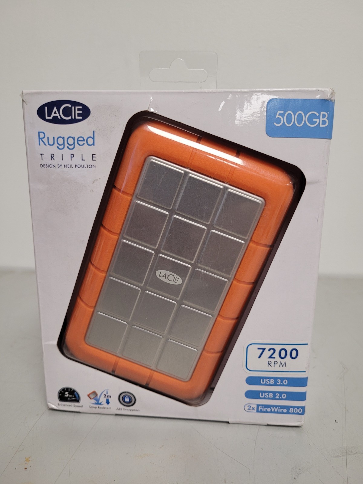 LaCie Rugged U3&FW8 500GB 7200RPM External Hard Drive open box 99991507045021QR