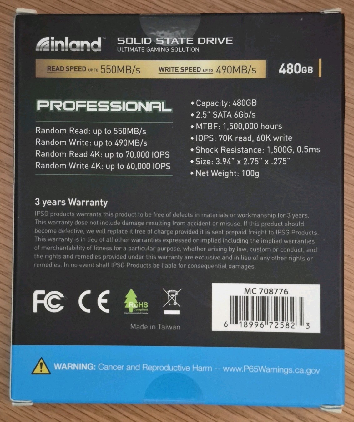 Inland Professional SSD 480GB 2.5″ SATA III 6Gb/s NEW Factory Sealed FREE SHIP