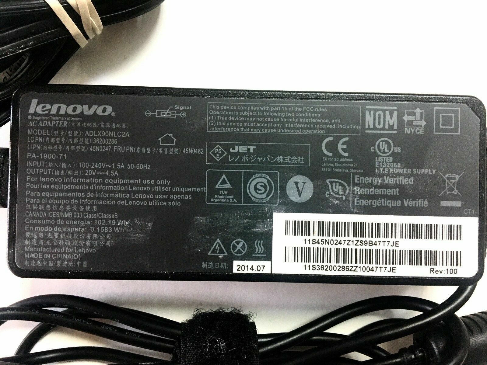 Lenovo 90W 20V 4.5A Laptop Charger AC Power Adapter Square Tip ThinkPad Genuine