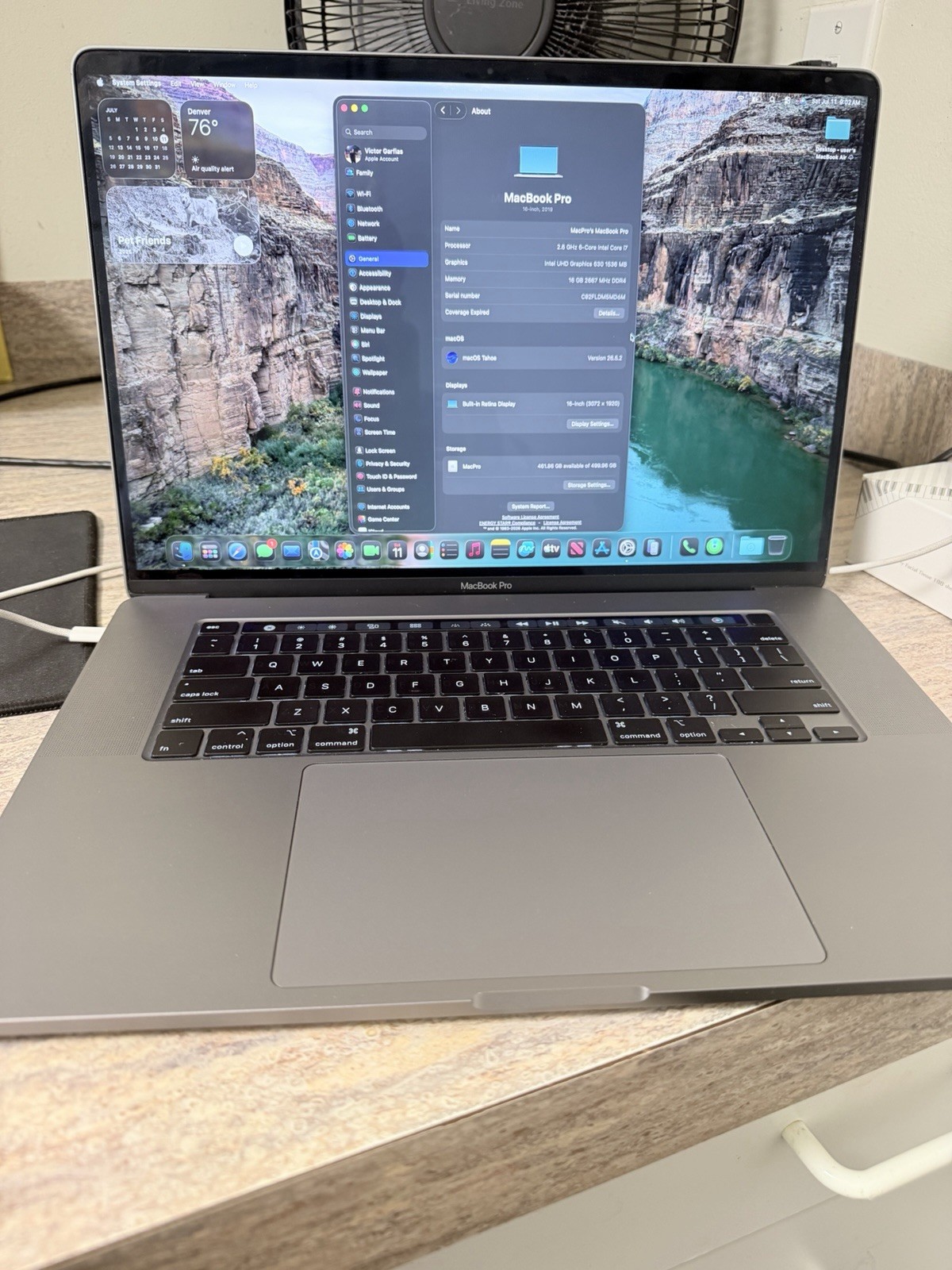 Apple MacBook Pro 16in (2019) i7 2.6GHz 16GB 500GB SSD Gray Retina