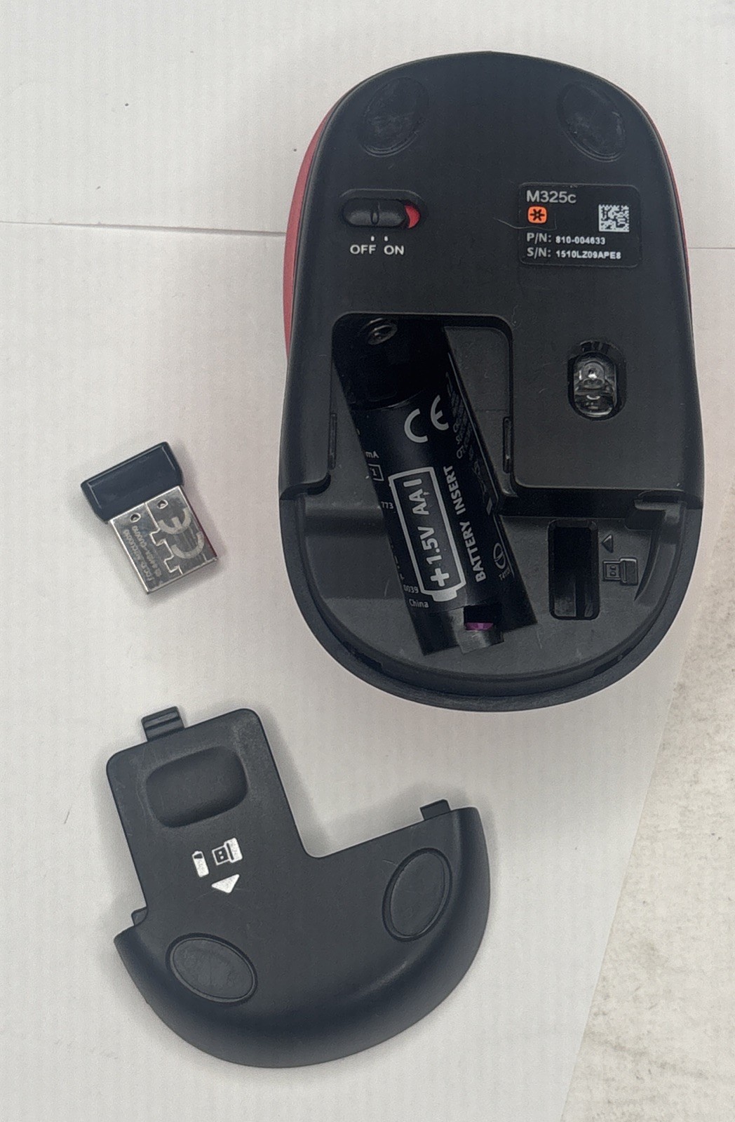 Logitech Wireless Mouse M325C Collection Red And Black Uses 1 AA Battery