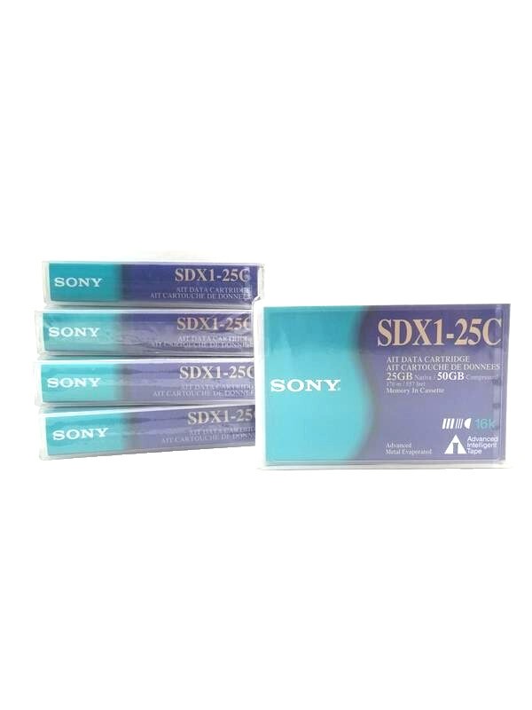SONY: SDX1-25C; AIT 25GB/50GB AIT DATA CARTRIDGE_LOT of 5_FACTORY SEALED!_