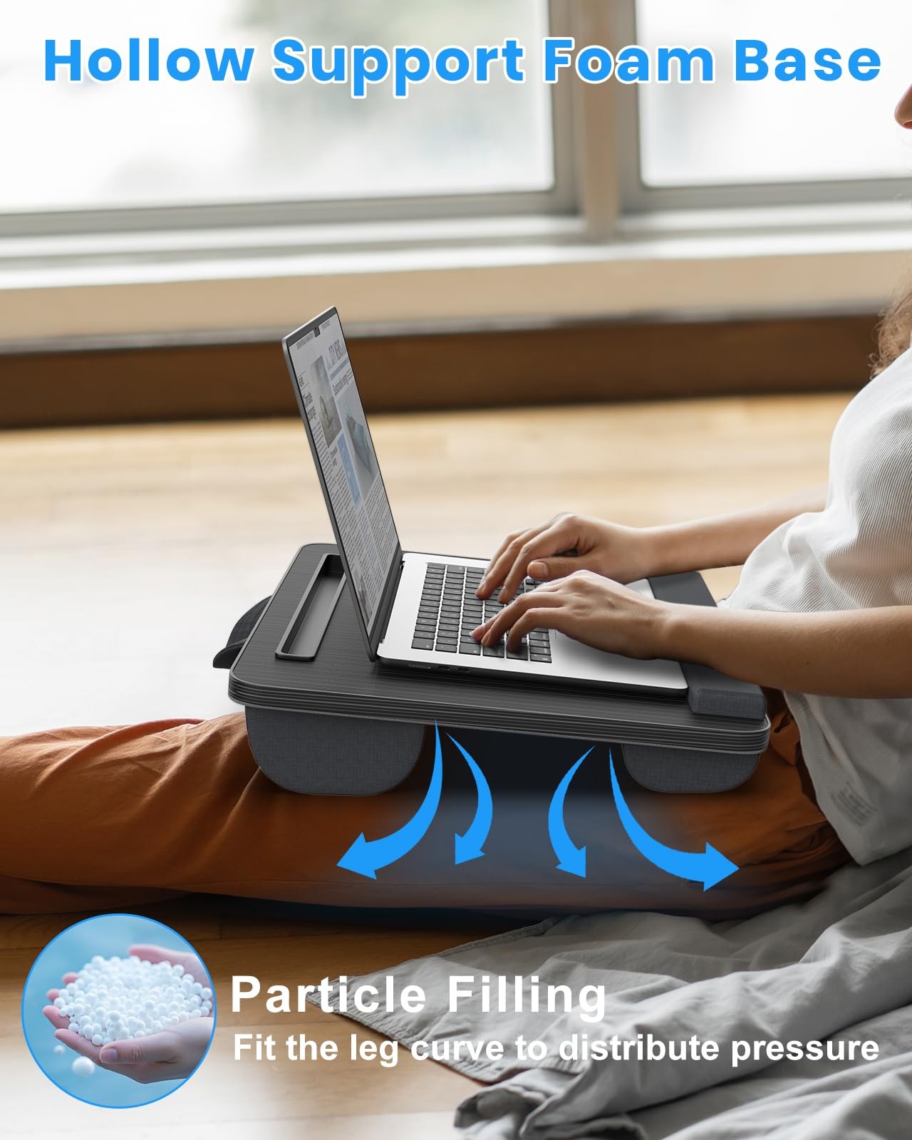 HETTHI Portable Lap Desk, Laptop Stand for Bed with Medium 15.5×12.7in, Black