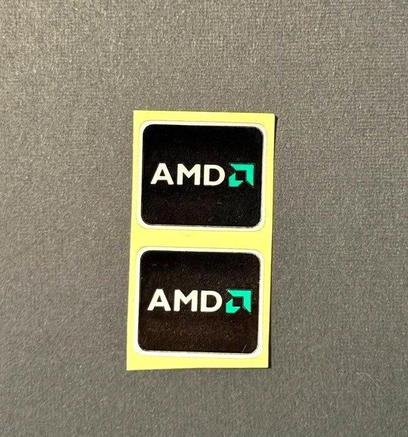 2x AMD Sticker Label Decal Badge 20mm x 17mm