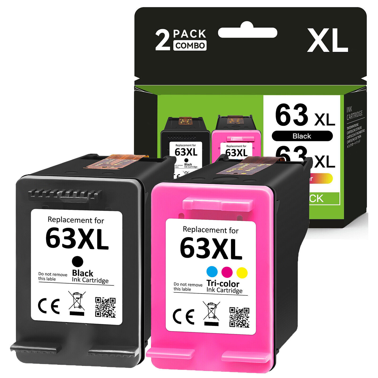 63XL Ink Cartridge for HP 63 OfficeJet 3830 4650 4655 5255 ENVY 4512 4516 4520