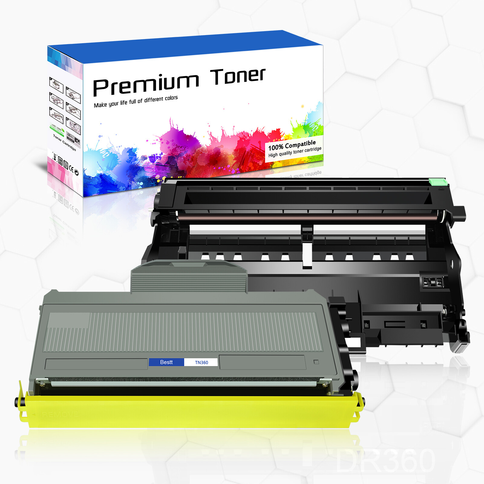 TN360 Toner & DR360 Drum Compatible For Brother HL-2140 2170W MFC-7340 MFC-7840W