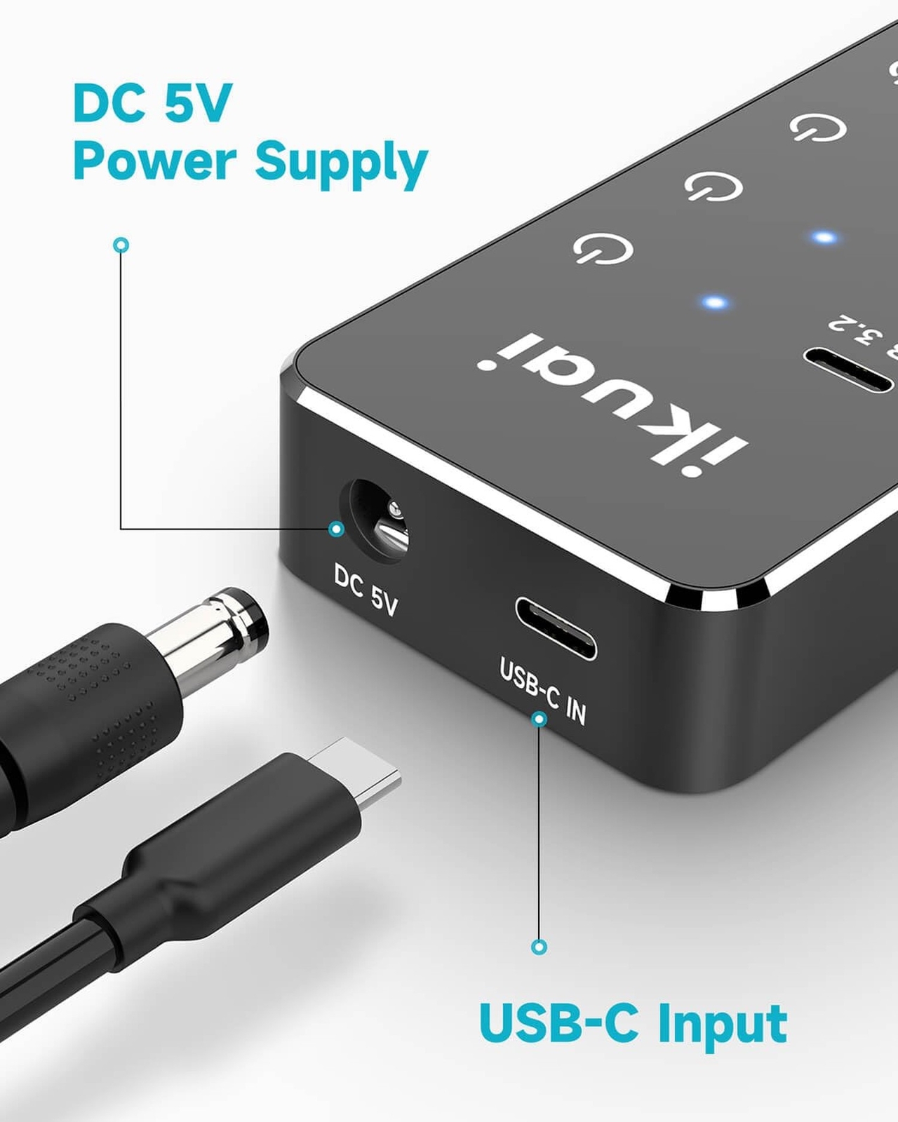 Powered USB Hub, ikuai 7-Port USB 3.2 / USB C Hub, with 3 10Gbps Data Ports (…