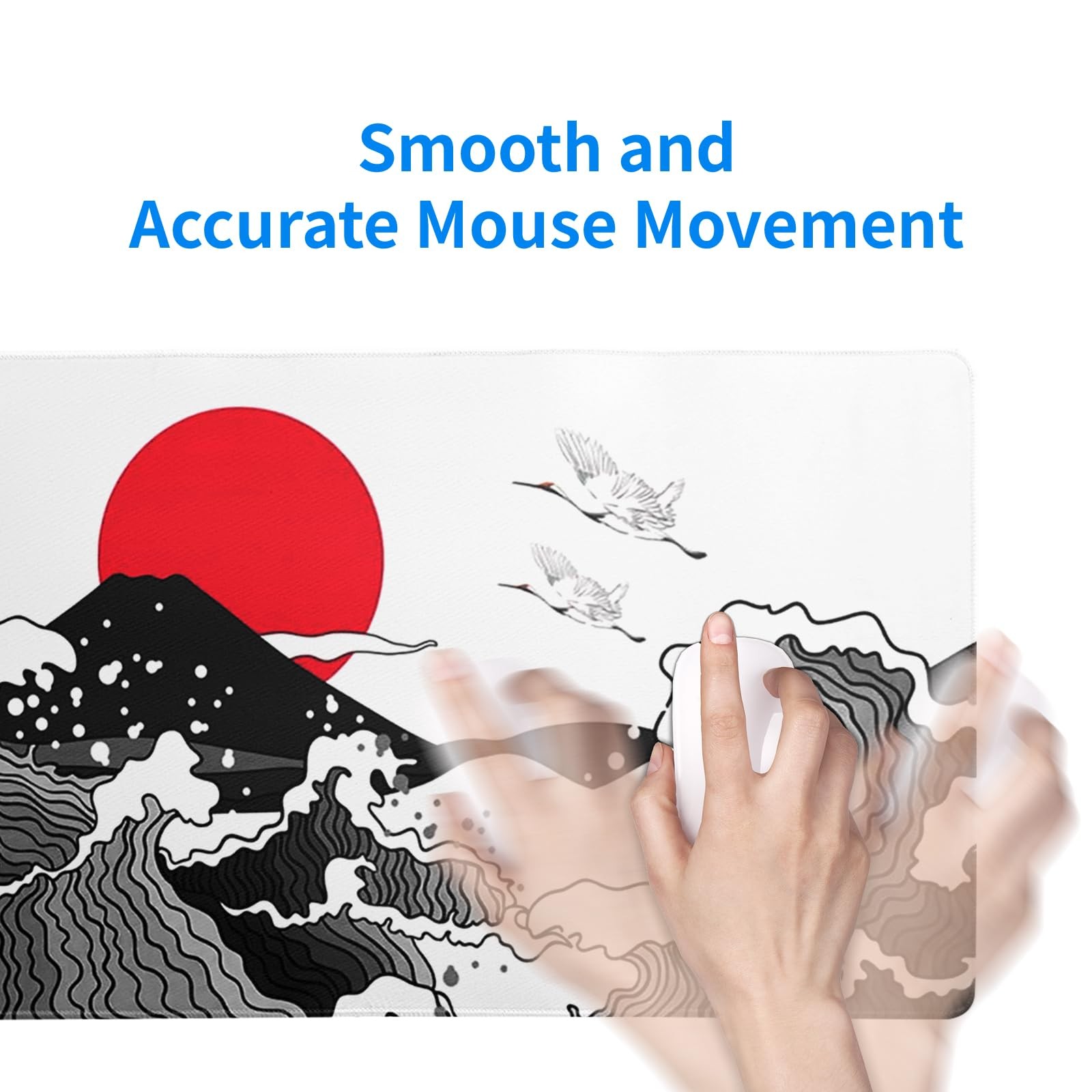 Japanese Red and Black Wave Gaming Mouse Pad Extended Large Mouse Mat Desk Pa…