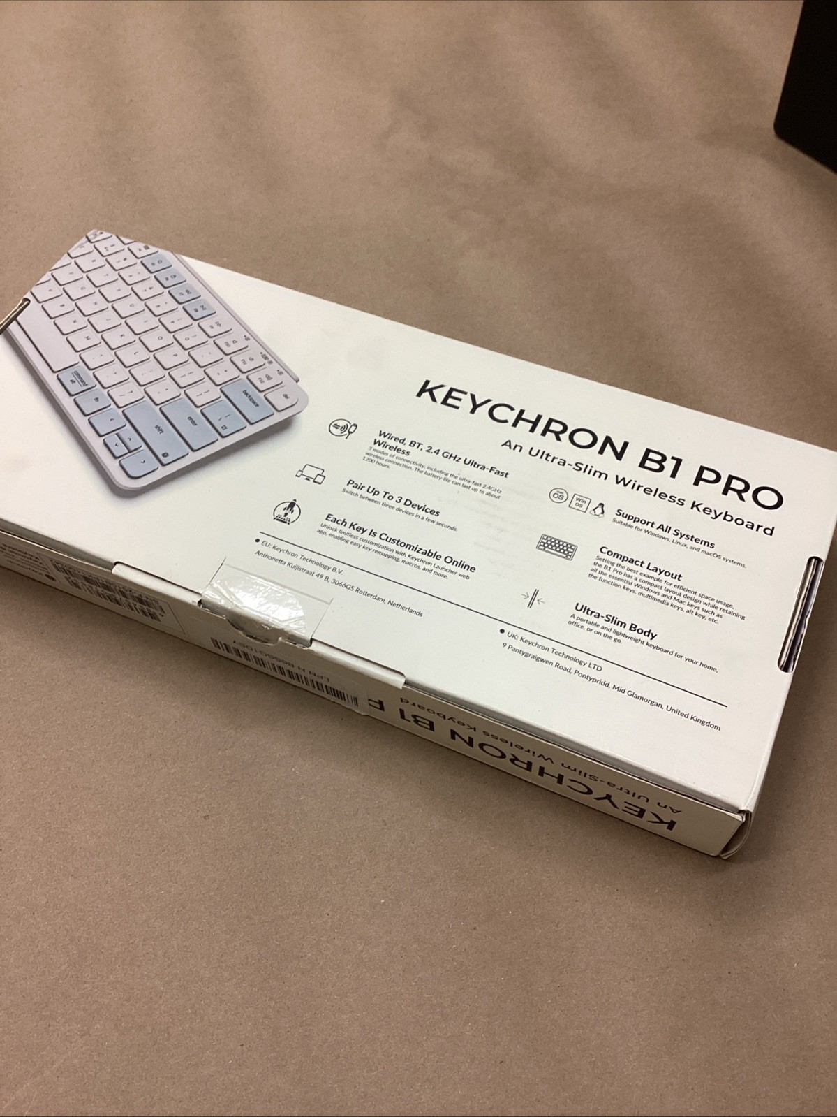 Keychron B1 Pro Wireless Keyboard Ultra-Slim 2.4G Bluetooth Space Gray B1P-K1