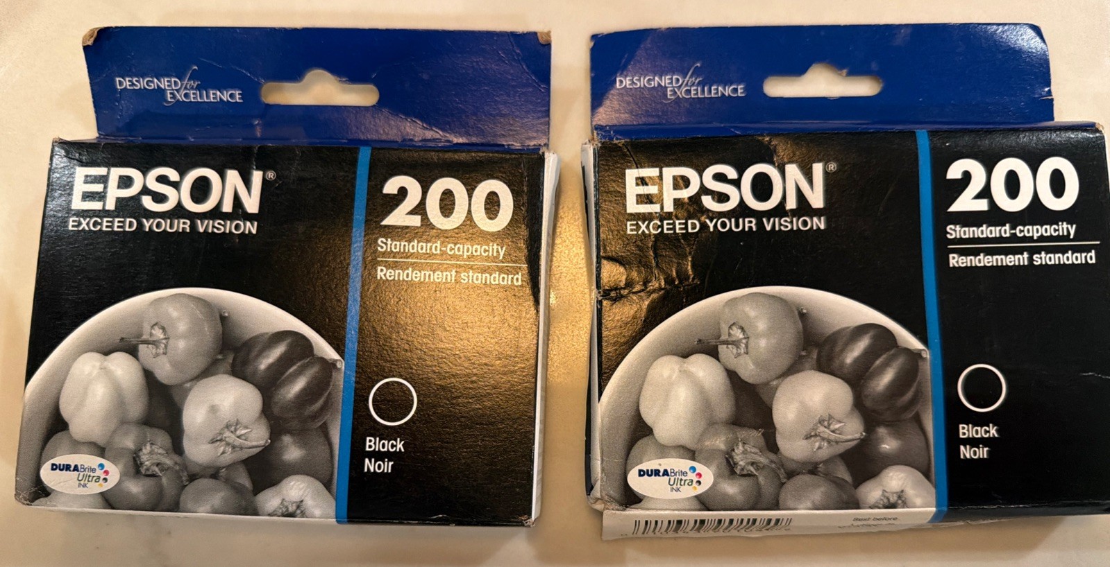 2 Epson T200120 DURABrite Ultra Black Standard Capacity Cartridge Ink EXP 8/2025