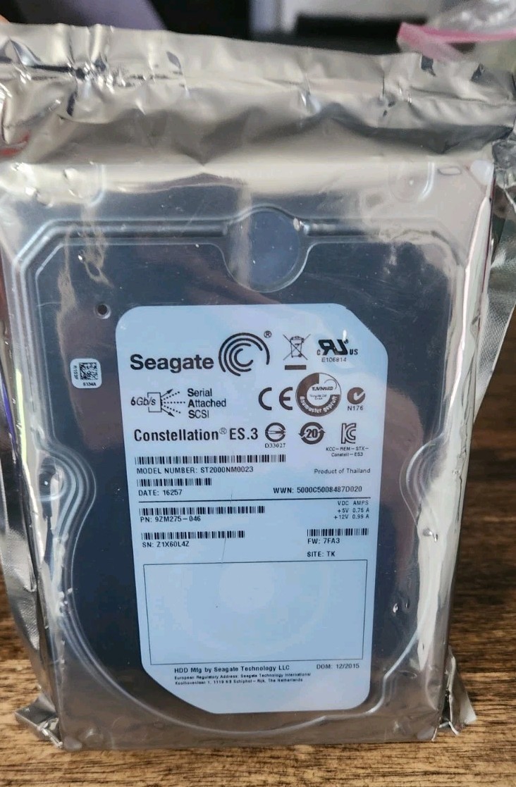 New Seagate Constellation ST2000NM0023 2TB 7.2K RPM 6Gb 3.5″ SAS HDD NOS