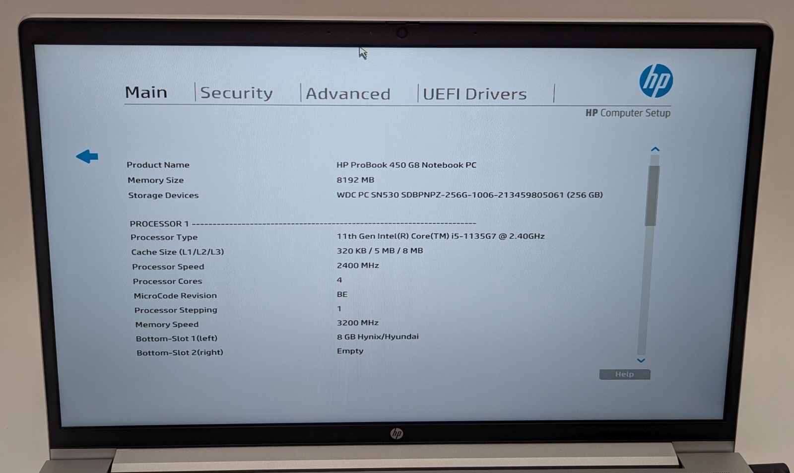 HP ProBook 450 G8 15.6″ Laptop i5-1135G7 2.40GHz 8GB RAM 256GB NVMe Windows 11