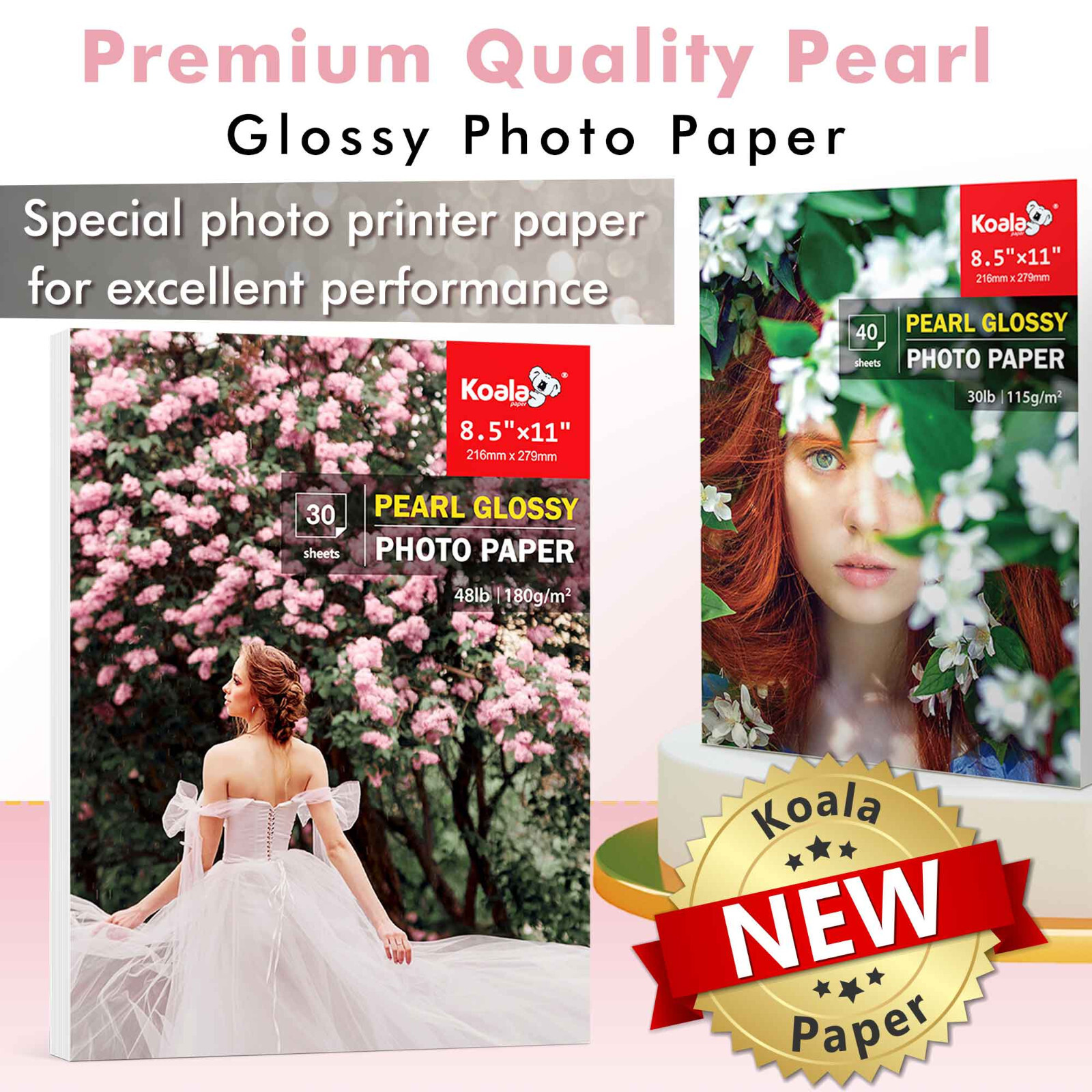 Koala Pearl Glossy Photo Paper 8.5×11 48lb 10Mil for Inkjet & Laser Printer 180g
