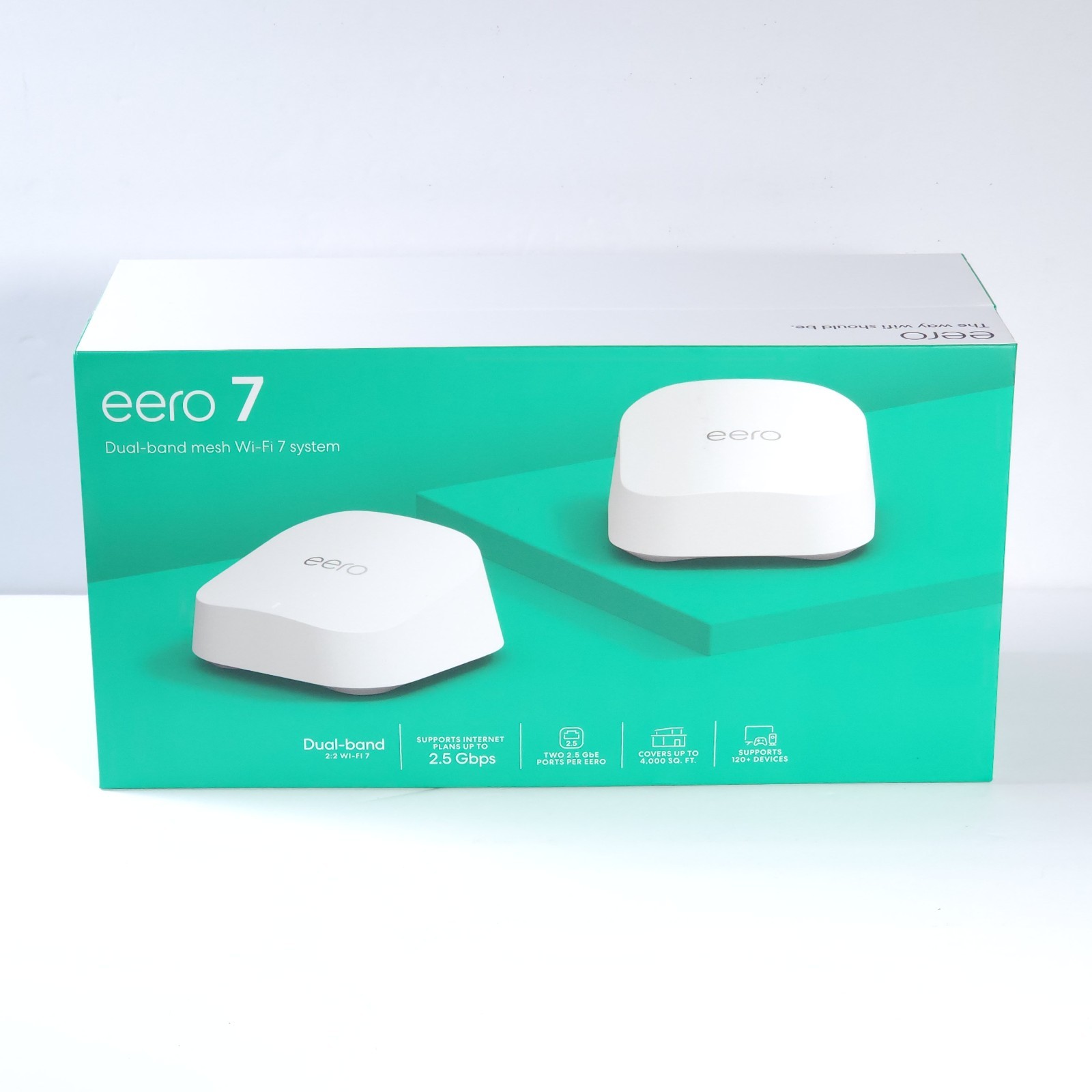 Amazon eero 7 Dual-Band Mesh Wi-Fi 7 System (2-Pack), Up to 2.5Gbps, 4,000 sq.ft