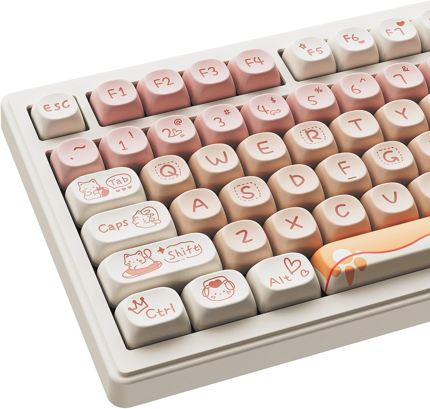 MOA Profile Keycaps – Cute Kitten Theme, PBT Key caps Dye-Sublimation, Custom…