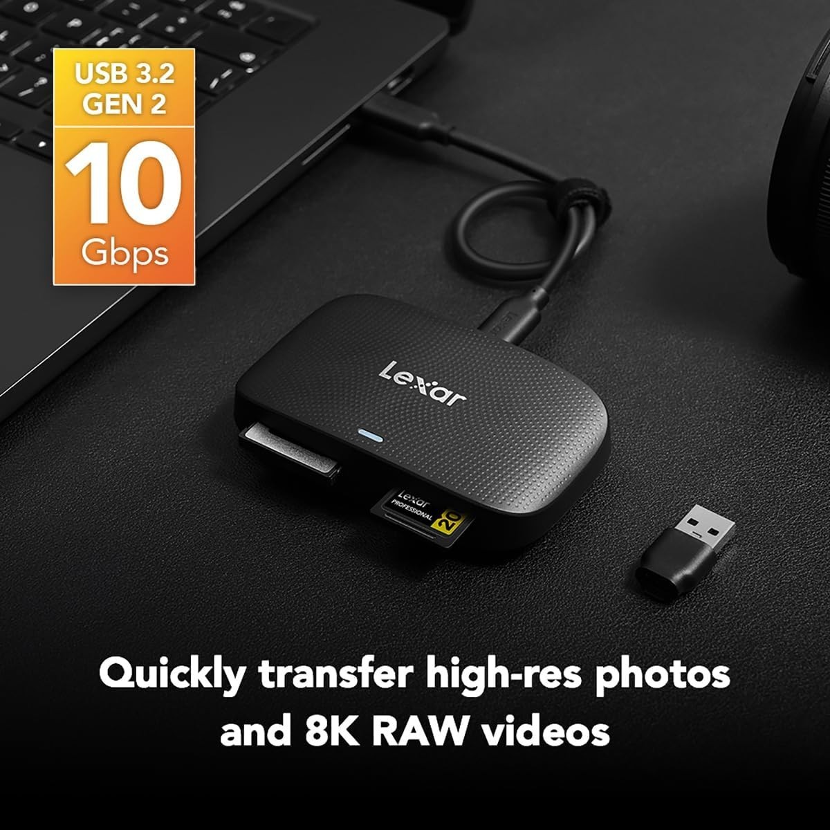 Professional CFexpress Type B/SD USB 3.2 Reader Up to 10Gbps – Compact Design