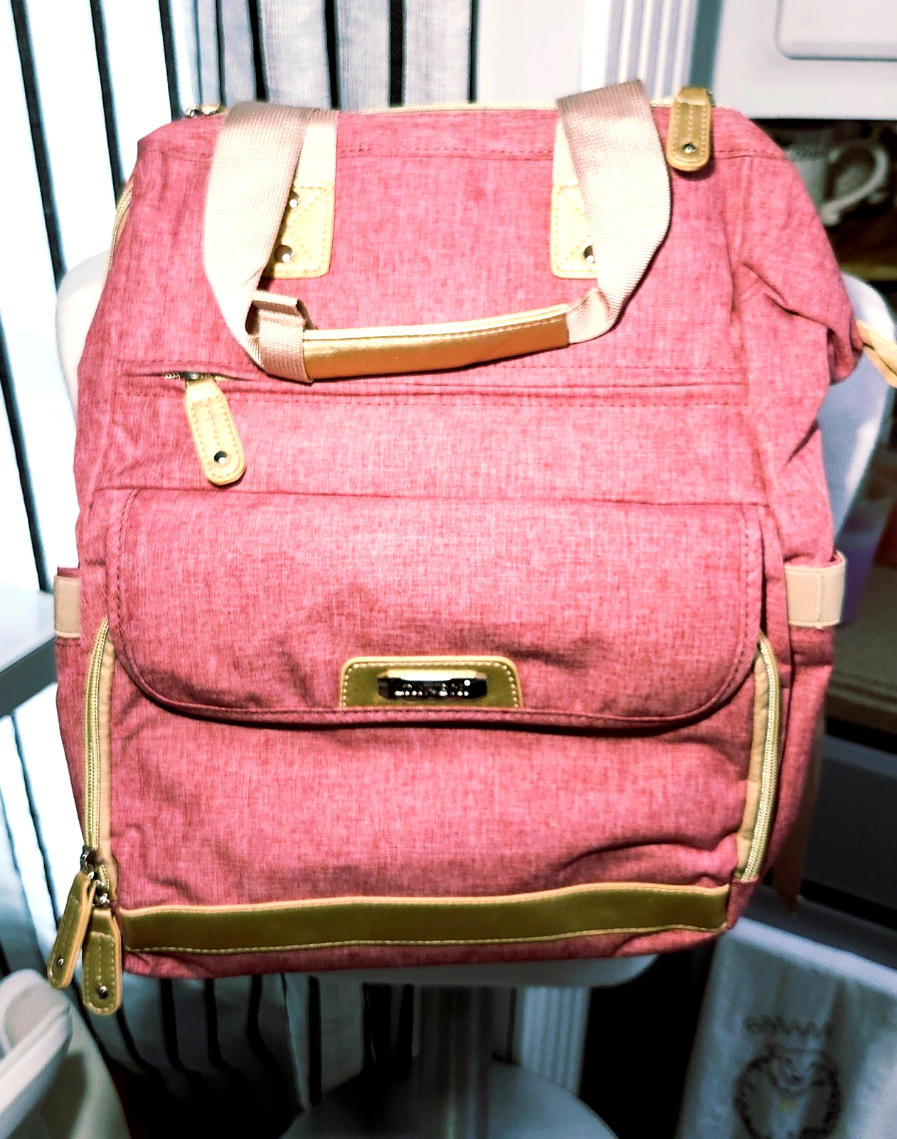 NEW Women’s Laptop Backpack 15.6″ Travel Bag USB Port Pink Gold TSA