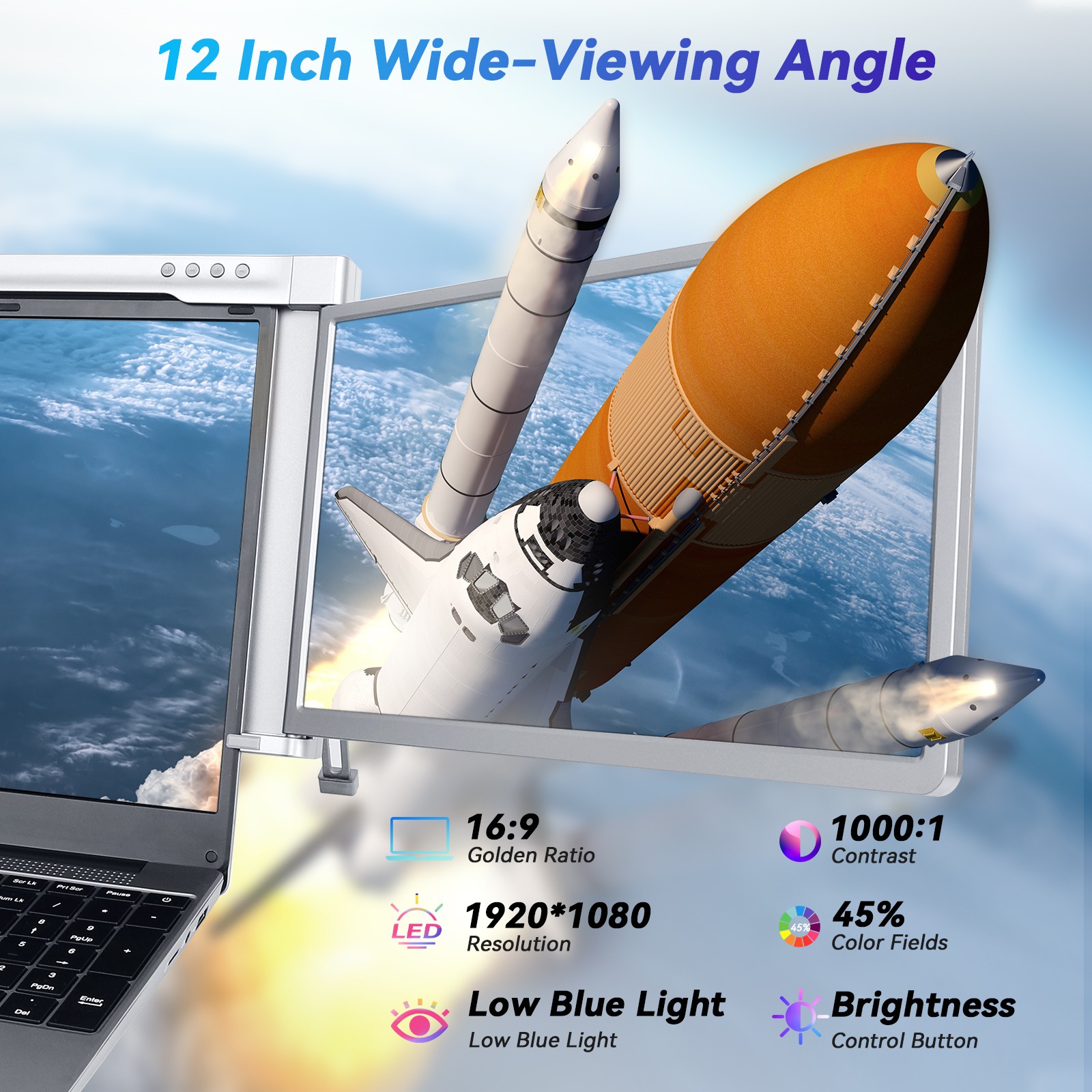 14 inch 1080P IPS Laptop Screen Extender 280° Rotatable Portable Monitor for PC