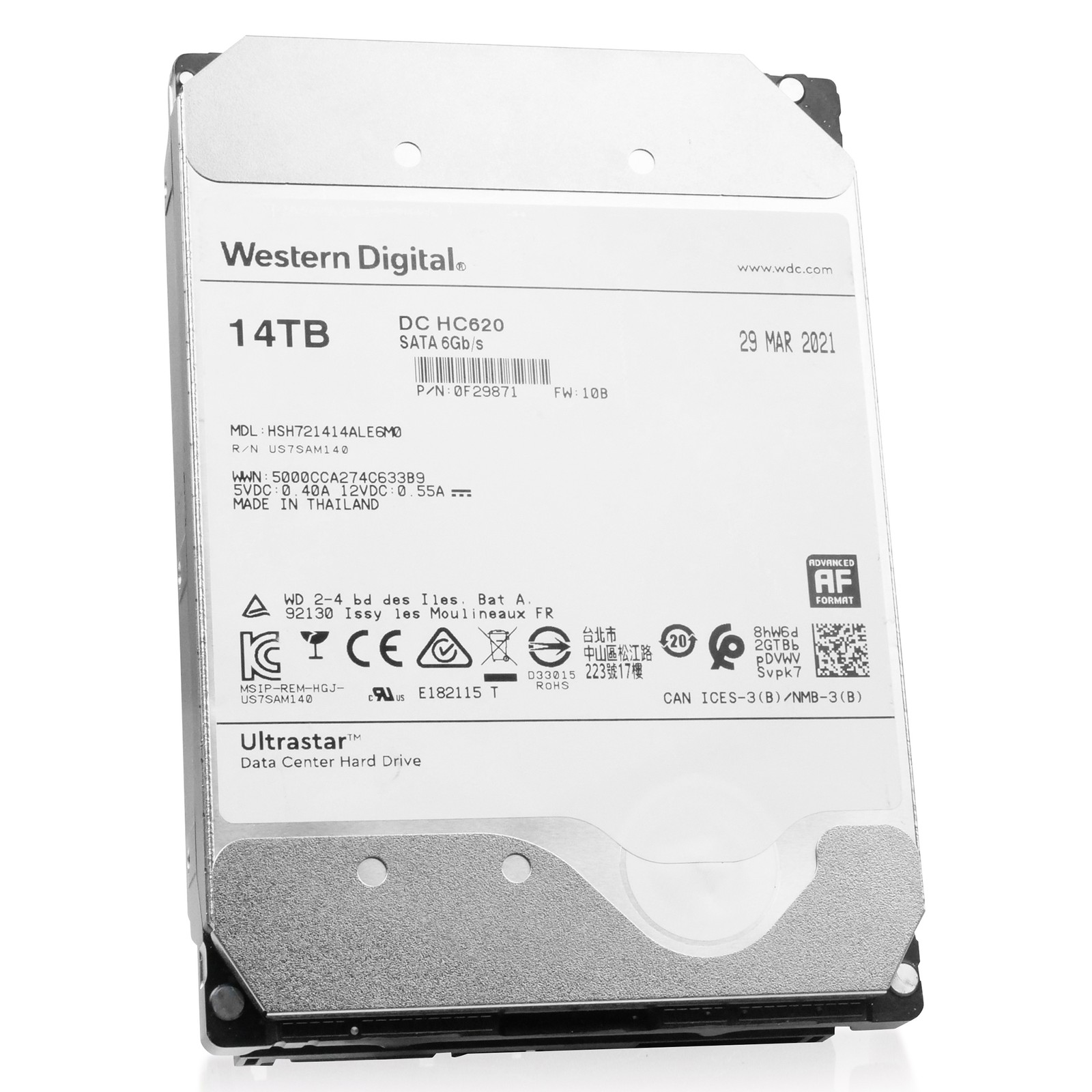 WD HC620 14TB HSH721414ALE6M0 0F29871 7.2K RPM SATA 6Gb/s 512e HM-SMR 3.5″ HDD